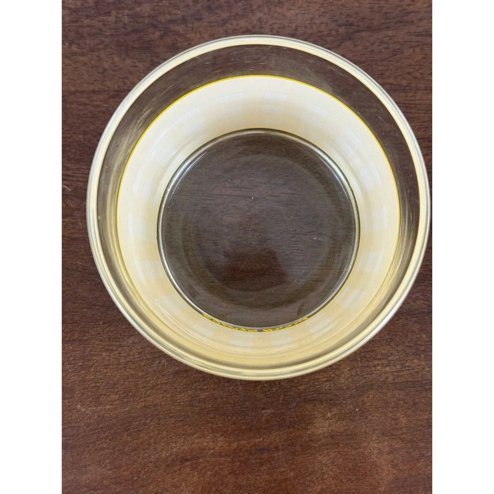Vintage Georges Briard MCM Bar Lowball Glasses Yellow‎ Gingham Set of 3